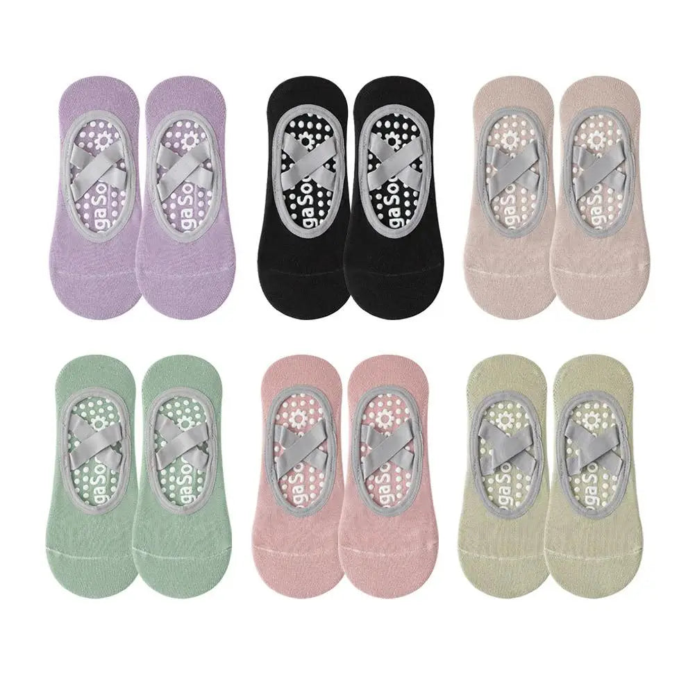 Yoga Socks Non-Slip Silicone Breathable Solid Color Women's Boat Socks Summer Fitness Bandage Dance Ballet Pilates Sports Socks
